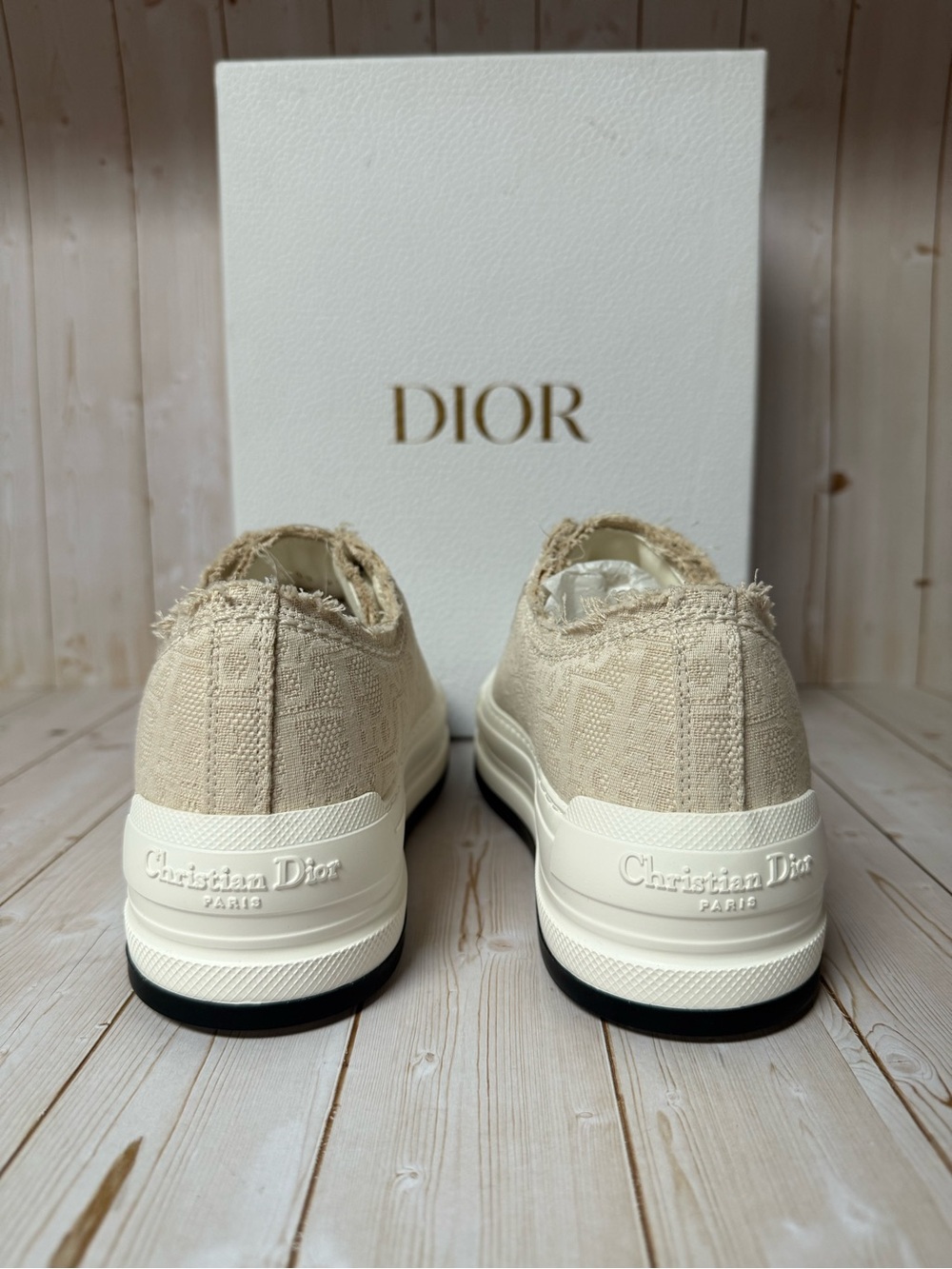Christian Dior Oblique Walk'N'Dior Platform Sneakers Beige Natural Sz 36.5 / 6.5 - Picture 11 of 13